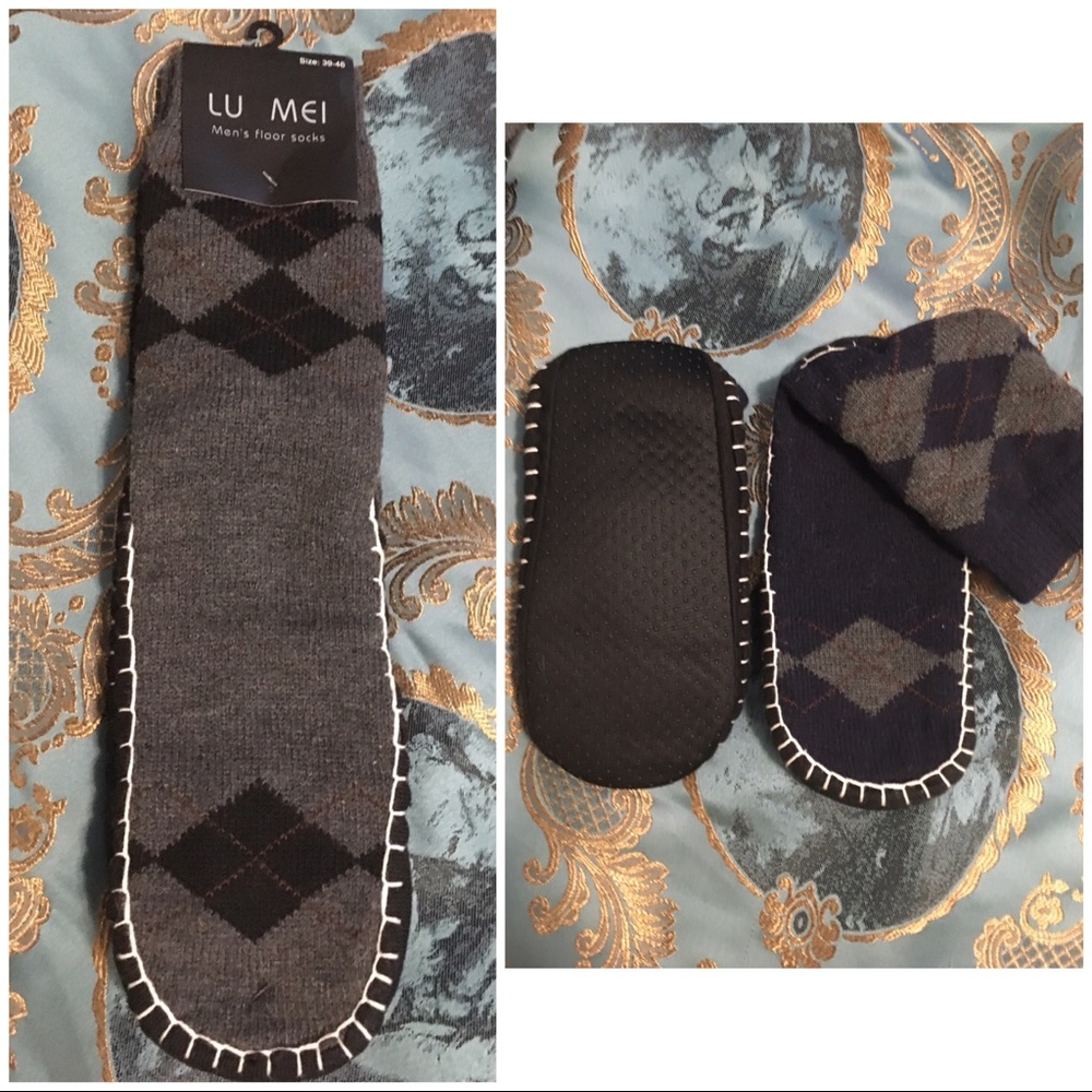 men’s home slippers. Winter floor socks Grippers